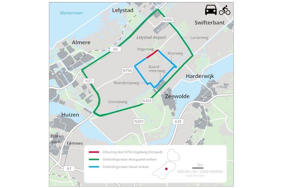 Vogelweg (N706) tijdelijk afgesloten vanaf 11 mei